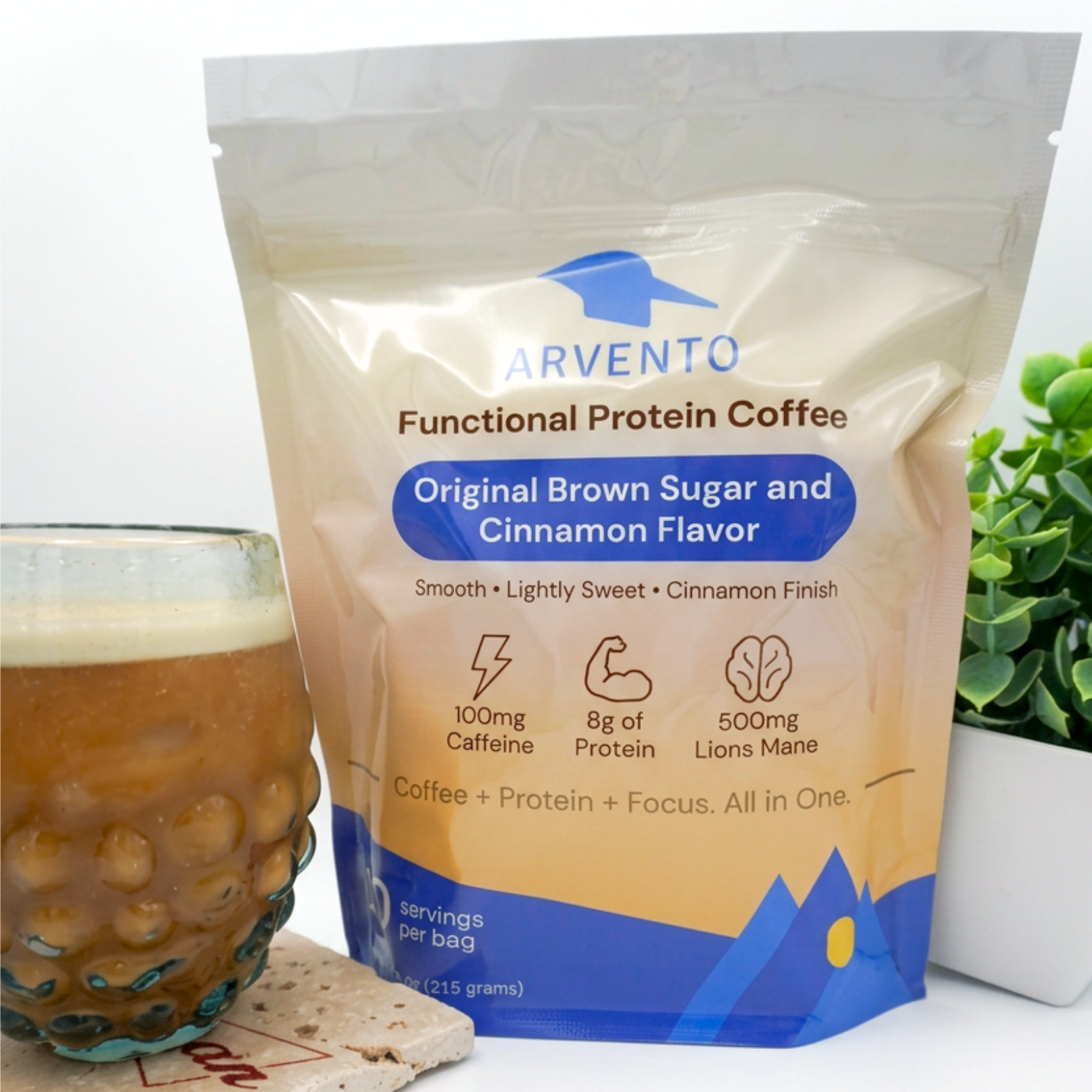 Arvento Functional Protein Coffee Original Brown Sugar and Cinnamon 10-Pack